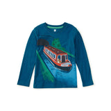 Dog On a Boat Graphic Tee, Cadet Blue