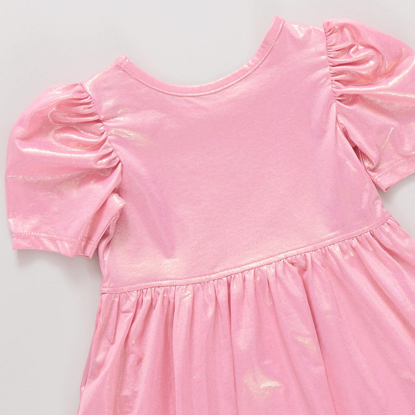 Girls Lame Laurie Dress - Light Pink