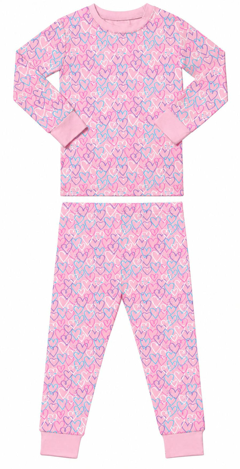 Kids Pajamas - Pink Graffiti Hearts