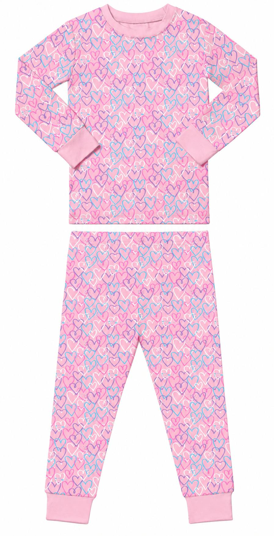 Kids Pajamas - Pink Graffiti Hearts