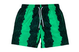 Kids' Green-Black Stripe Quick-Dry Swim Trunks