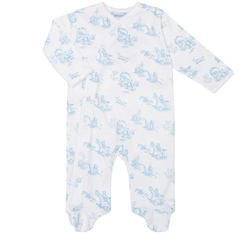 Blue Toile Crossover Footie