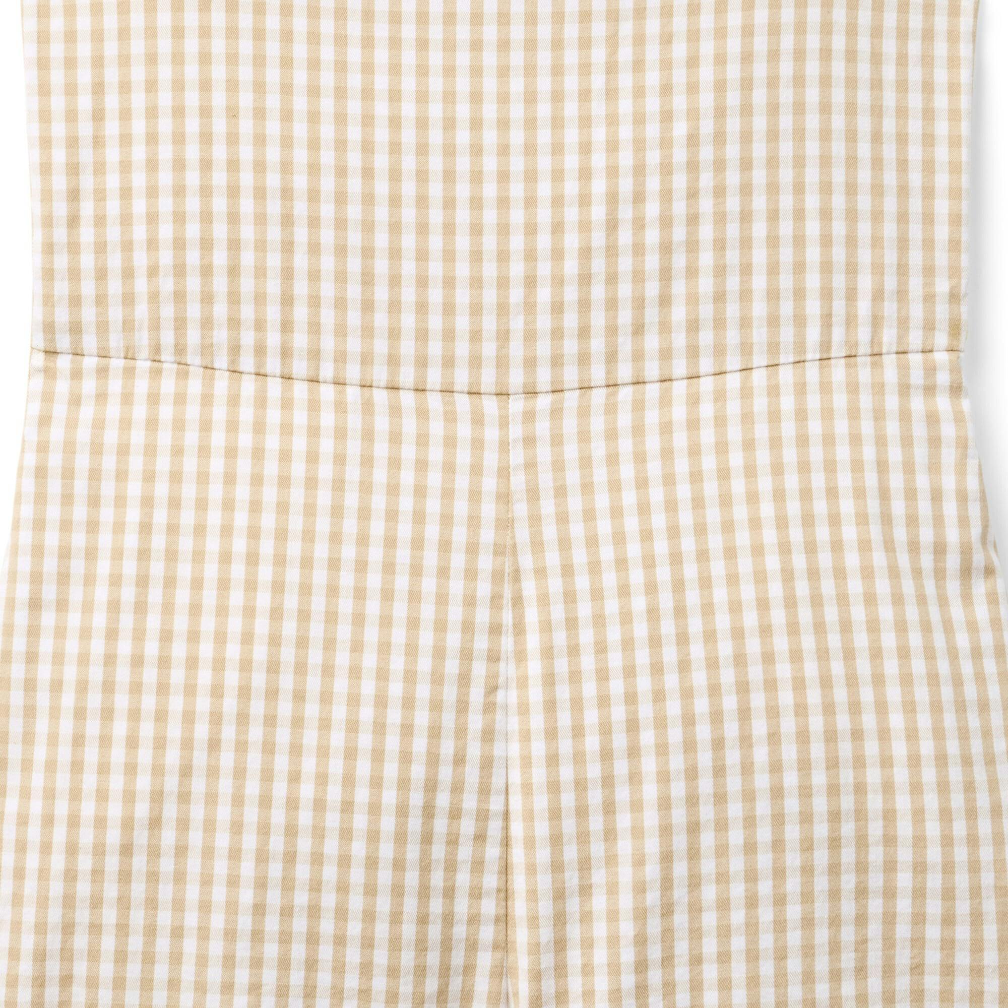 Twill Gingham Romper, Khaki