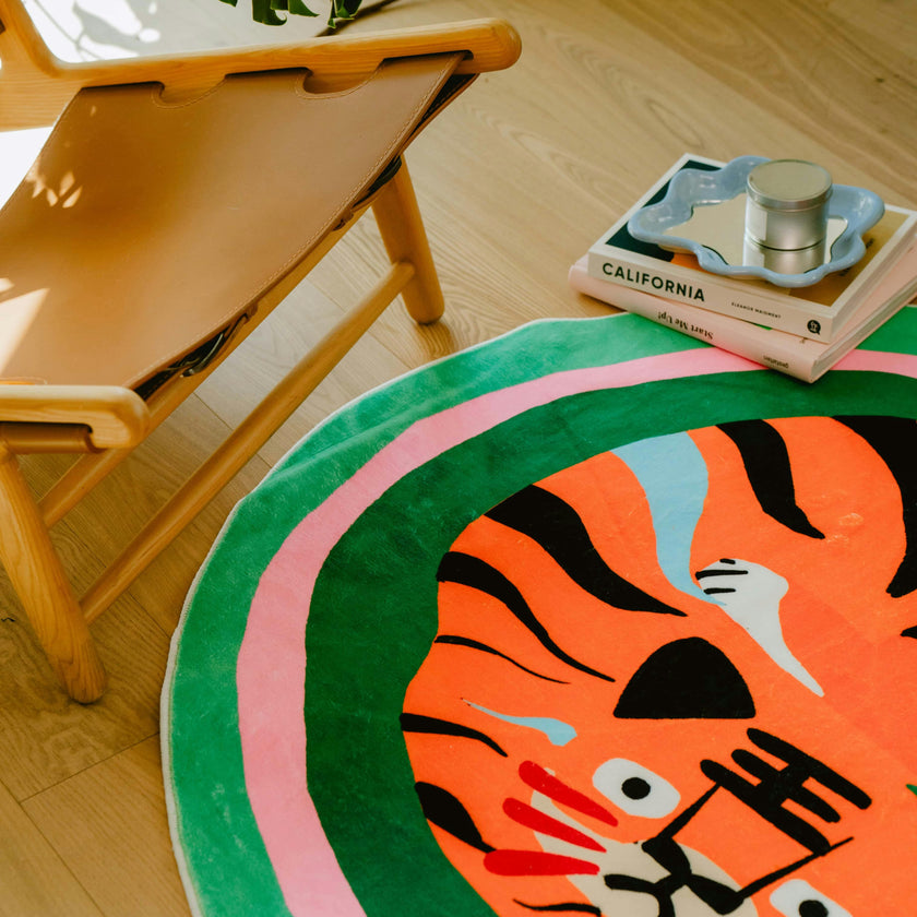 Oval Tiger Area Rug by Lu Yang