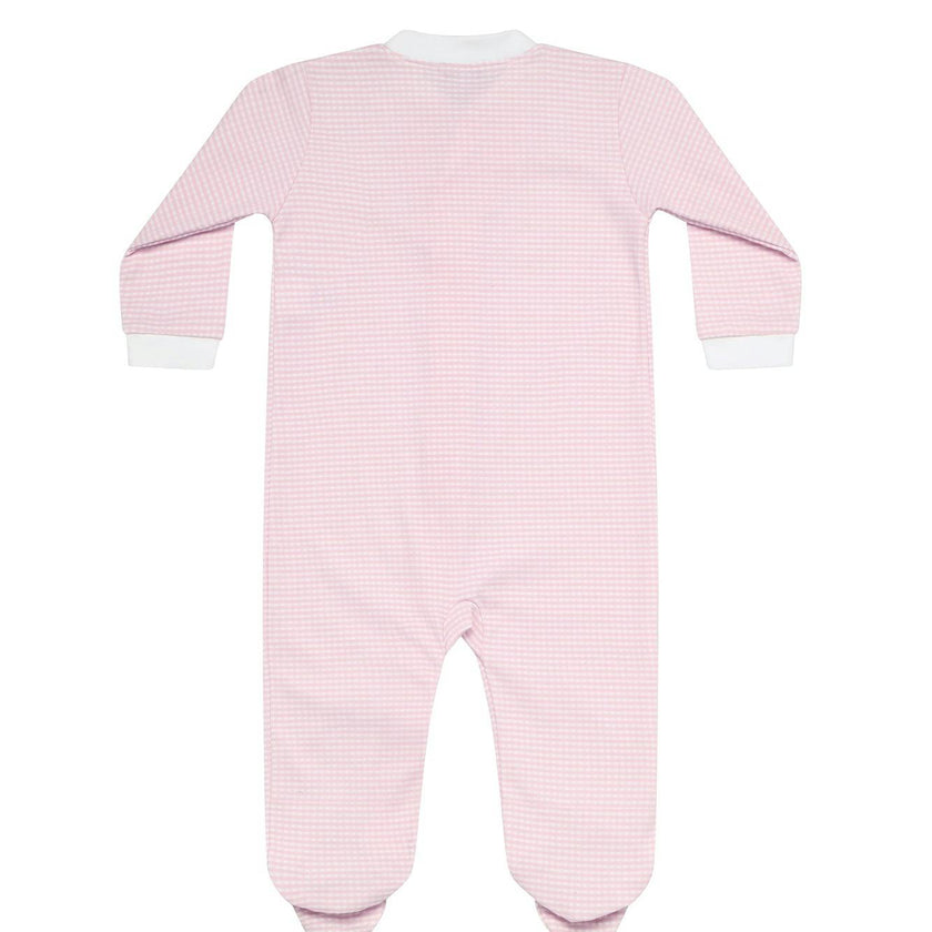 Pink Gingham Zipper Footie