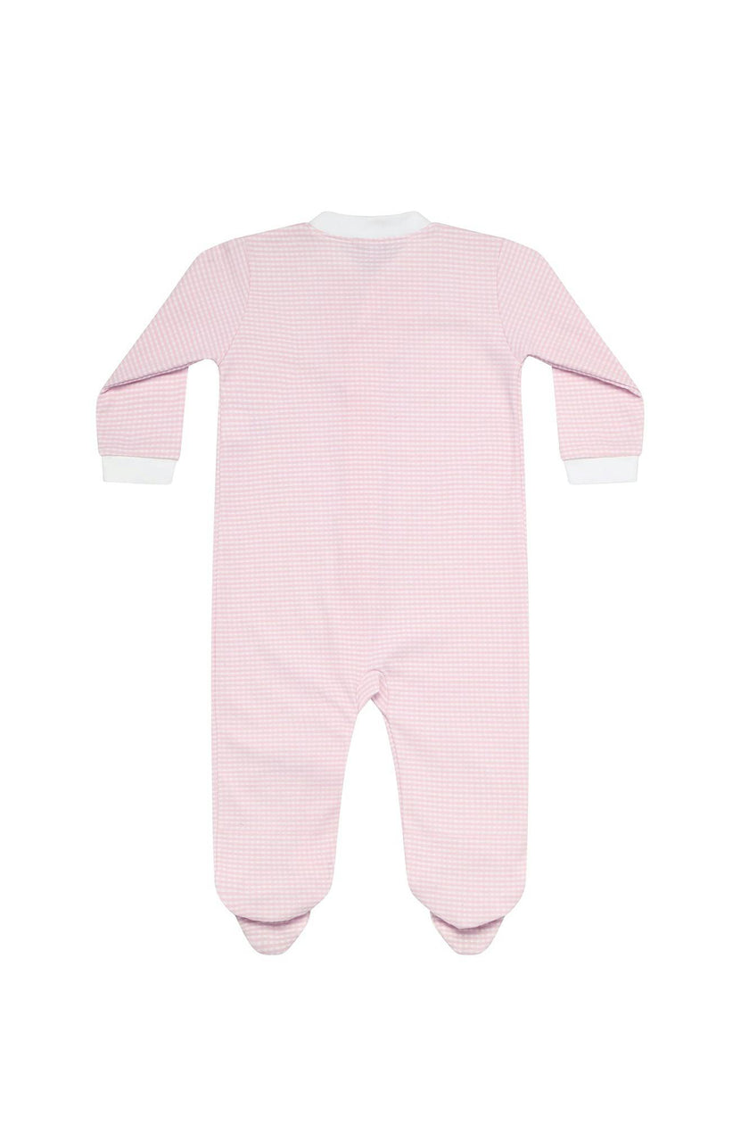 Pink Gingham Zipper Footie