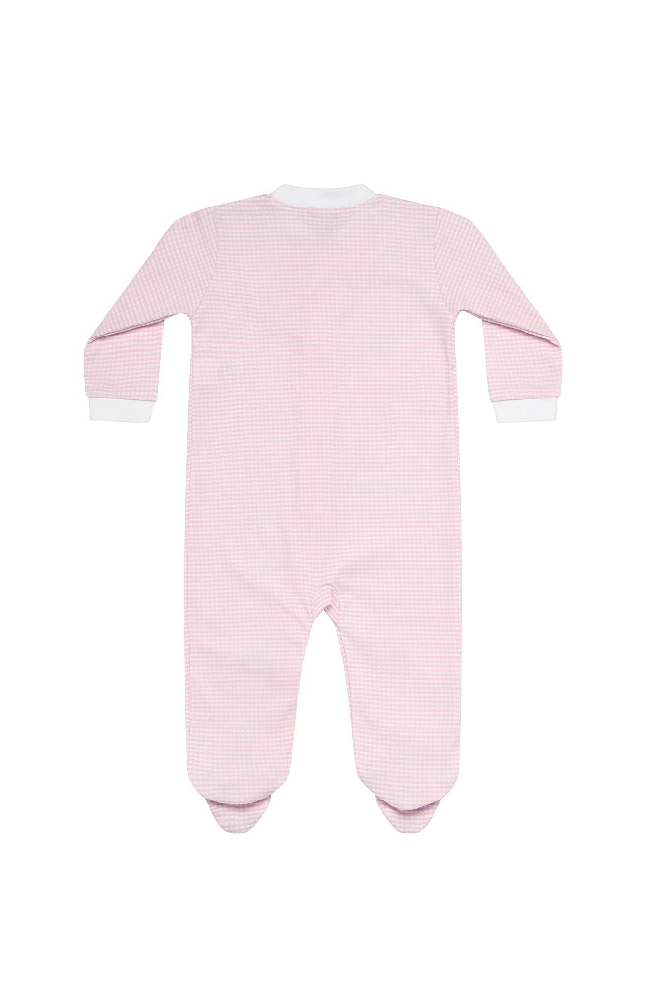 Pink Gingham Zipper Footie