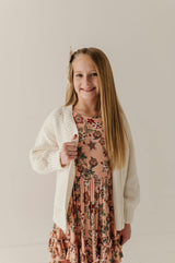 Girls Chunky Knit Cardigan in Off-White