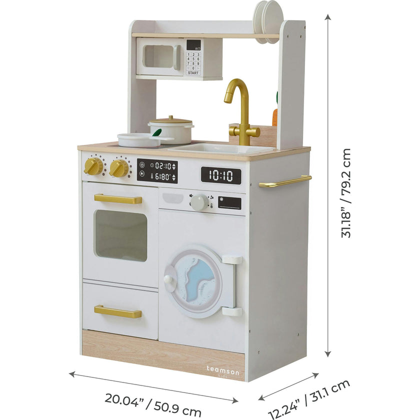 Teamson Kids Little Chef Lake Tahoe Wooden Play Kitchen - Washer & Mini Garden