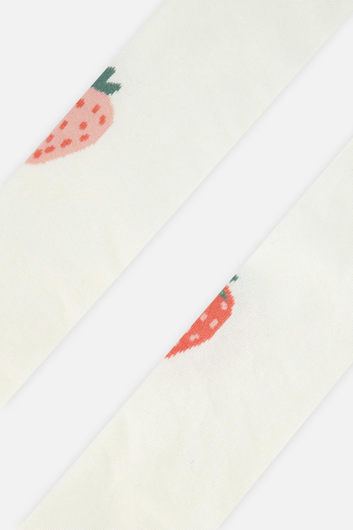 Knit Strawberry Tights Off-White