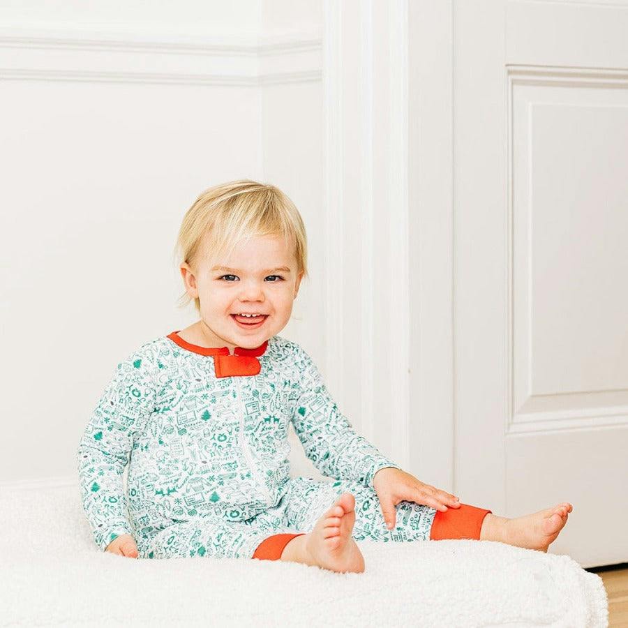 North Pole Christmas Zip Baby Onesie