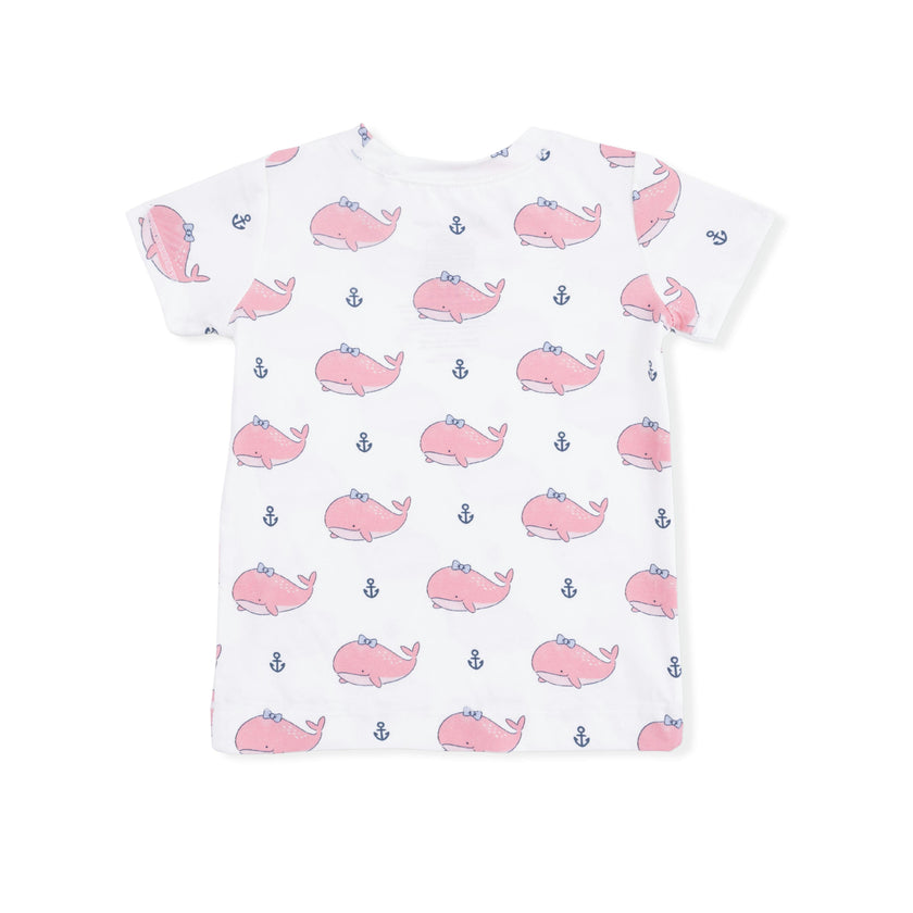 Bubbly Whale with Bow  Pink - Loungewear Short Set