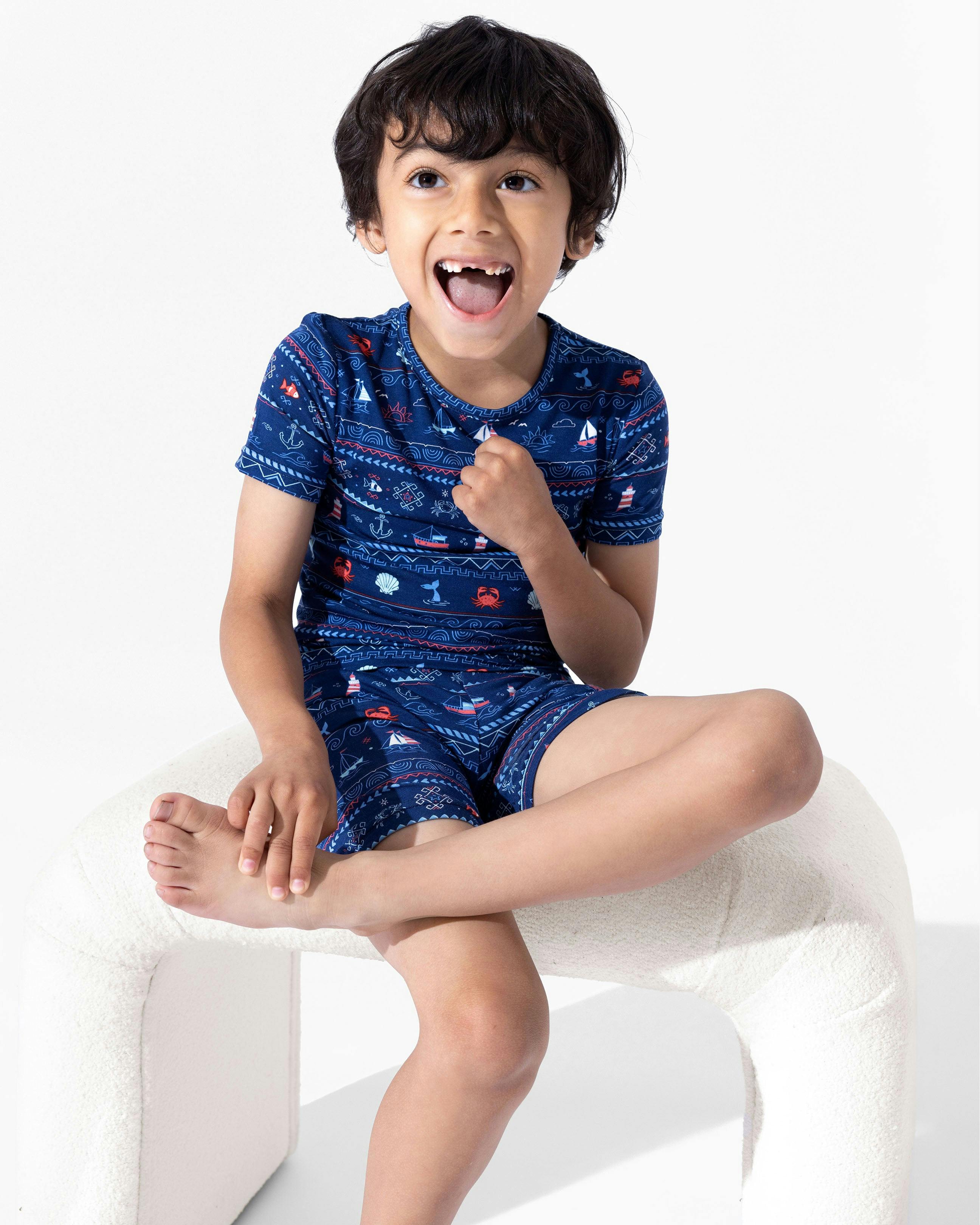 Sail Away Fair Isle Bamboo Kids Pajama Short Set
