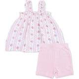Winding Roses Stripe - Ruffly Strap Top and Bike Short