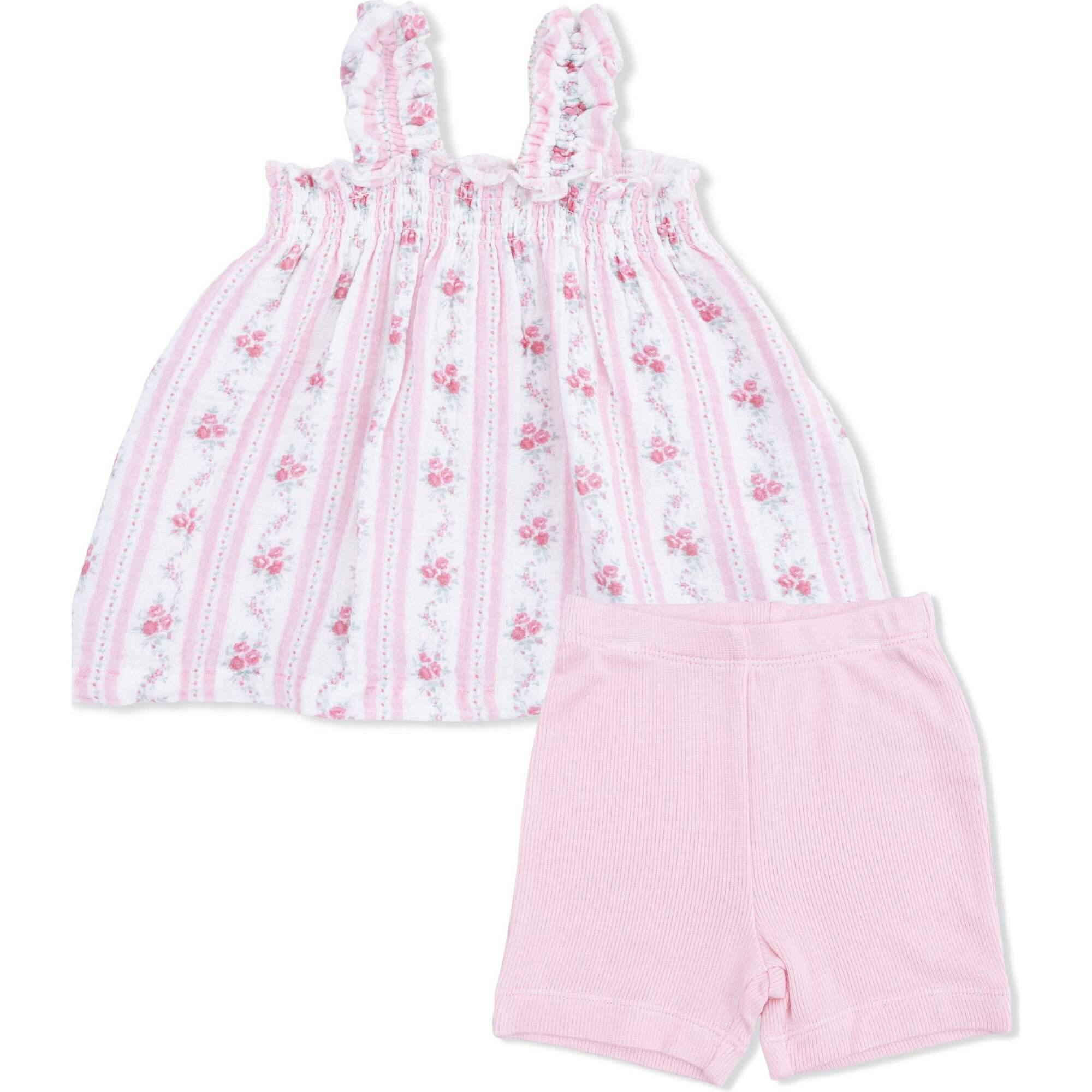 Winding Roses Stripe - Ruffly Strap Top and Bike Short