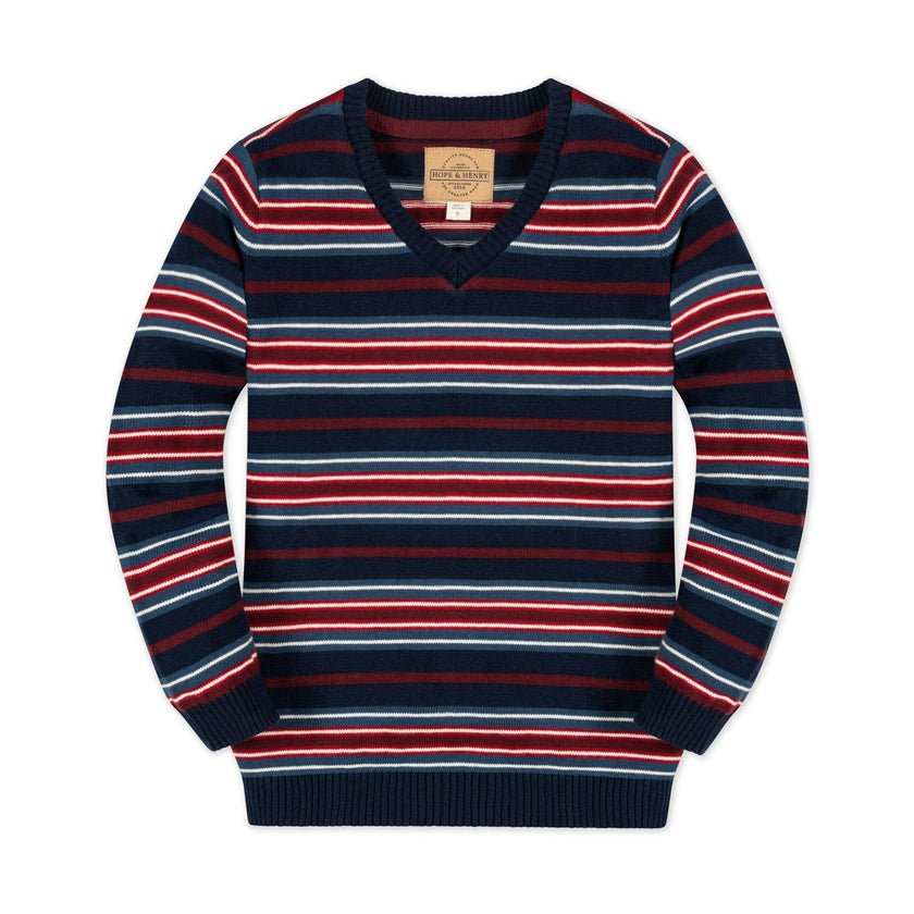 Organic V-Neck Sweater with Elbow Patches