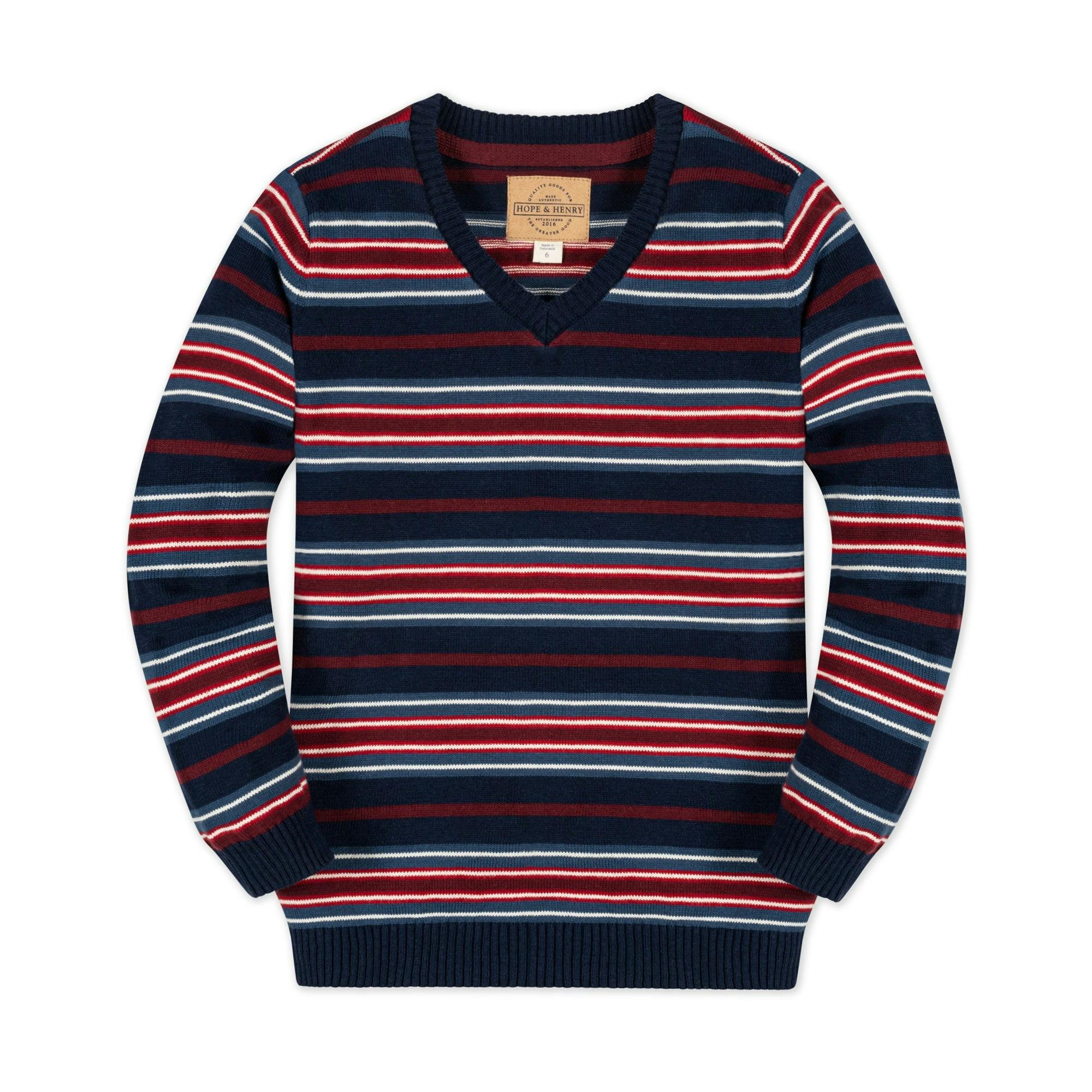 Organic V-Neck Sweater with Elbow Patches