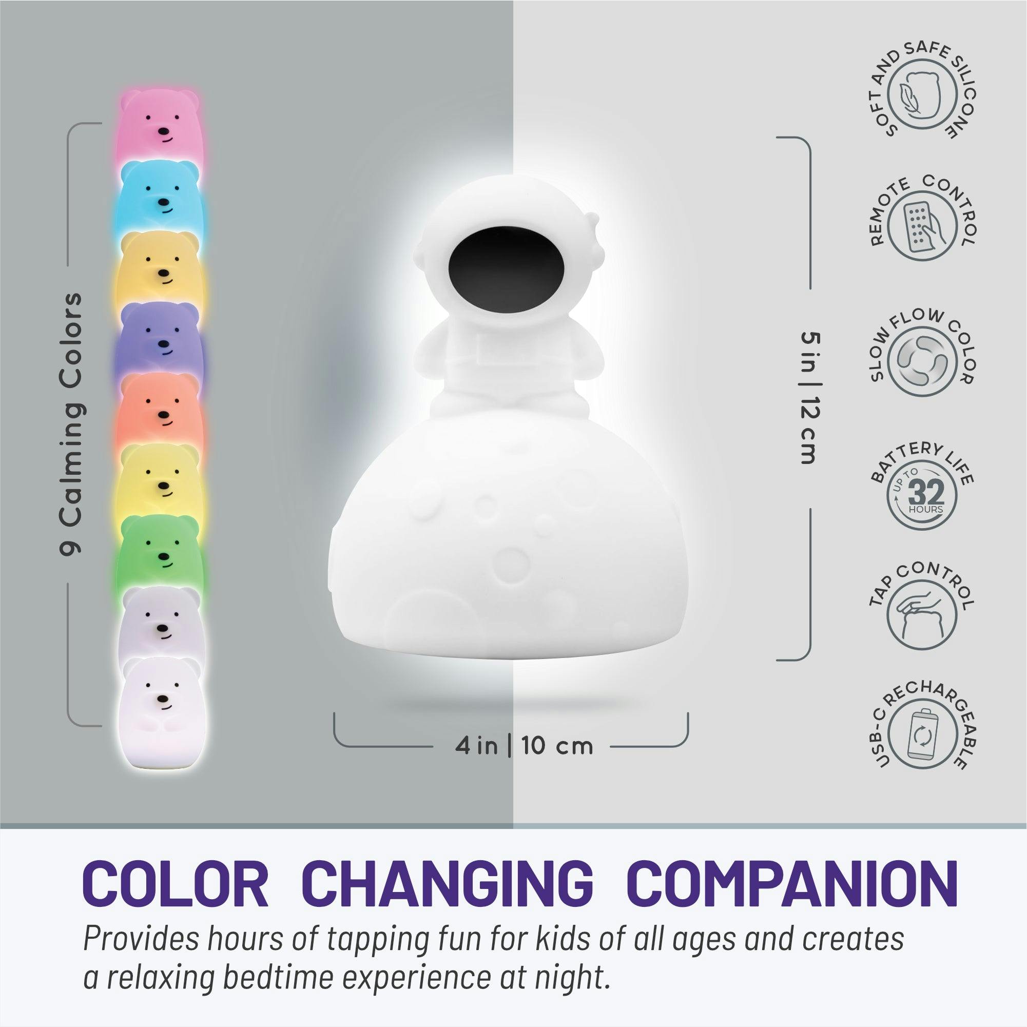 LumiPets Alice the Astronaut Silicone Night Light