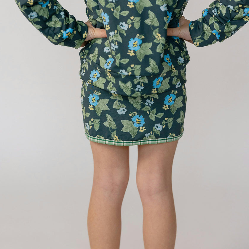 Kitt Set in Spring Mustard Flower In Navy/ Apple Check