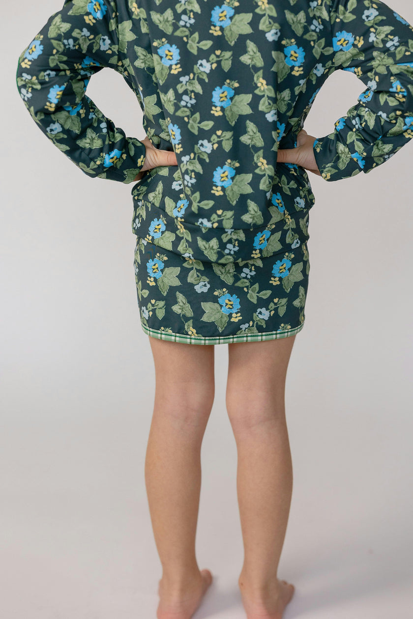 Kitt Set in Spring Mustard Flower In Navy/ Apple Check