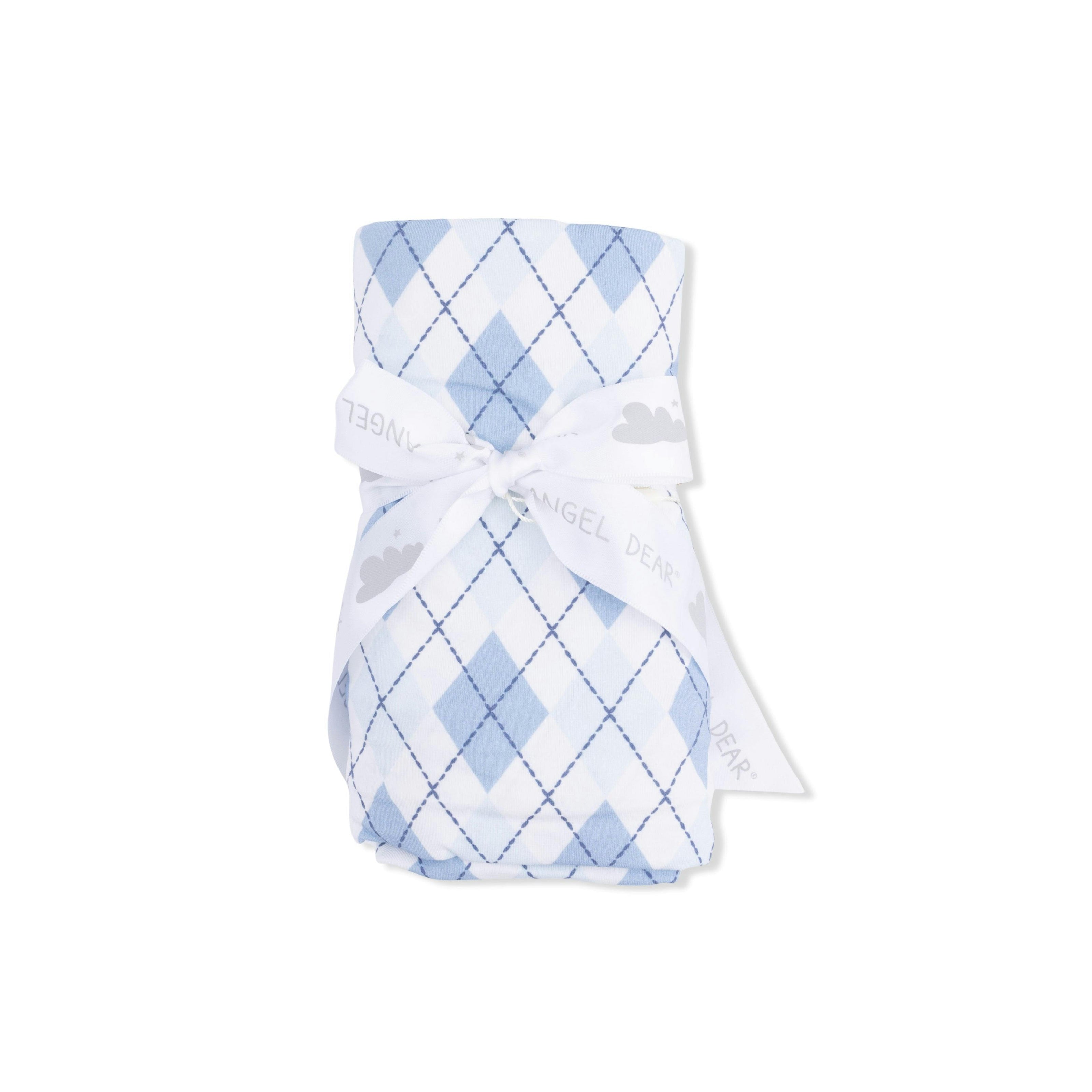 Blue Argyle - Swaddle Blanket