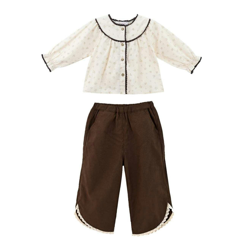 Brown Set with Lace Detail