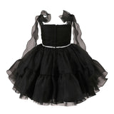 Black Savoya Ruffled Party Dress