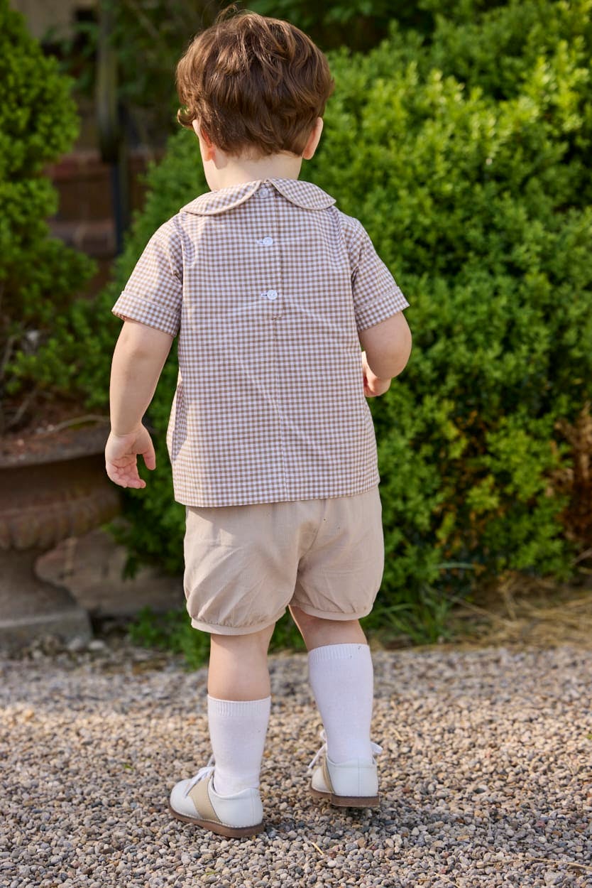 Carson Short Set - Khaki Gingham