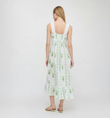 The Lux Nightgown - White/Green Arcadia Border