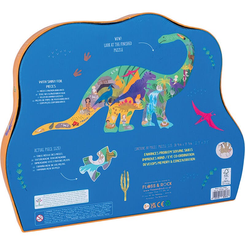 Dino 80pc "Diplodocus" Shaped Jigsaw with Shaped Box