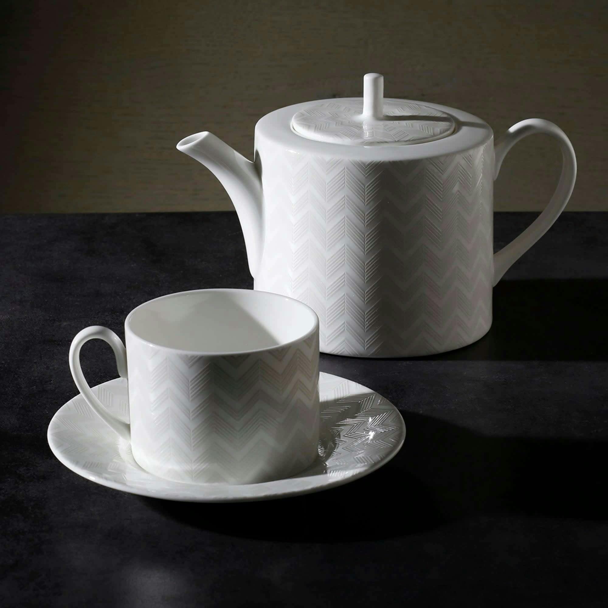 Tea Pot Or Coffee Pot Zig Zag  White Diam. 4.75