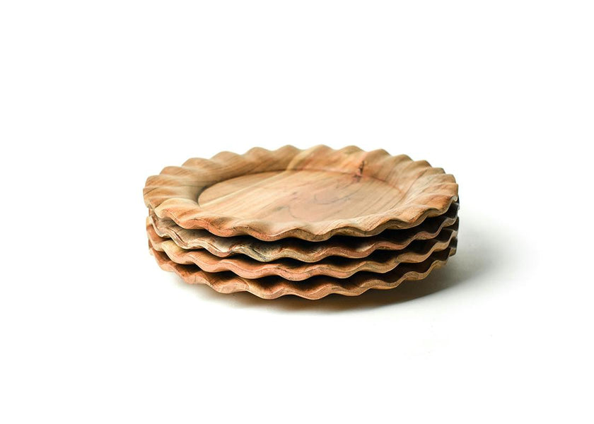 Fundamental Wood Ruffle Platter Set of 4