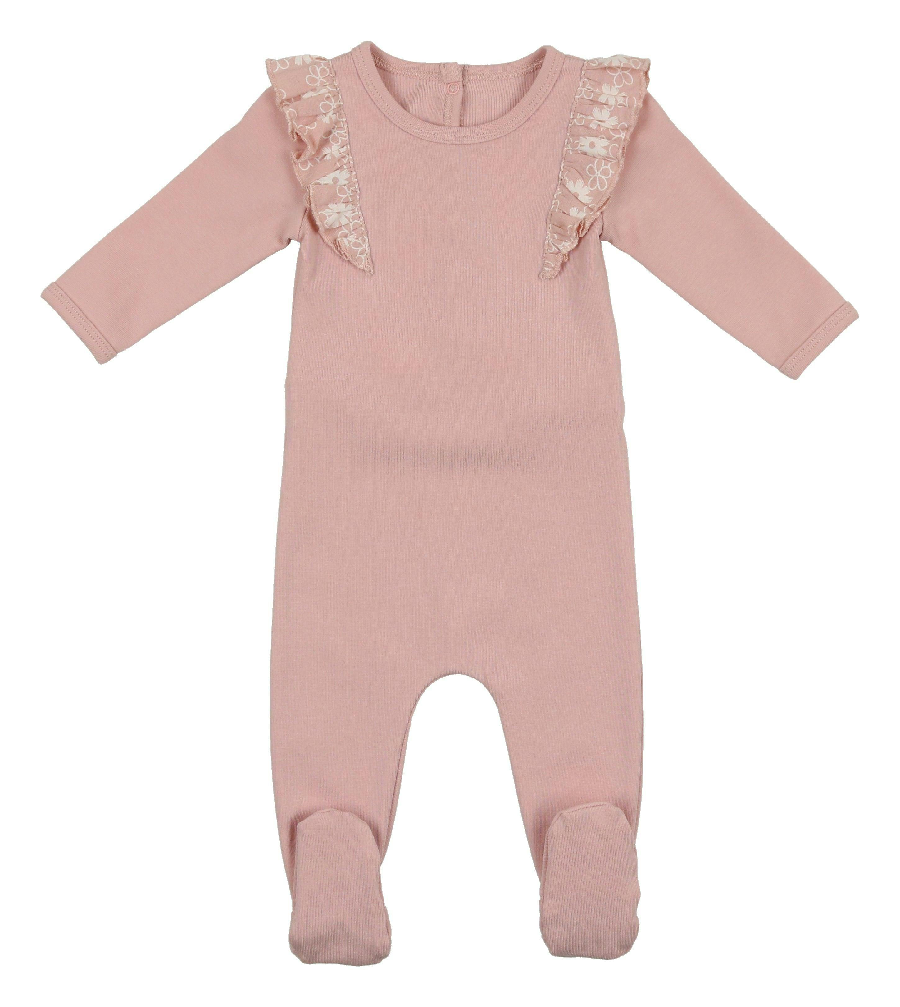 Print Shoulder Ruffle Footie