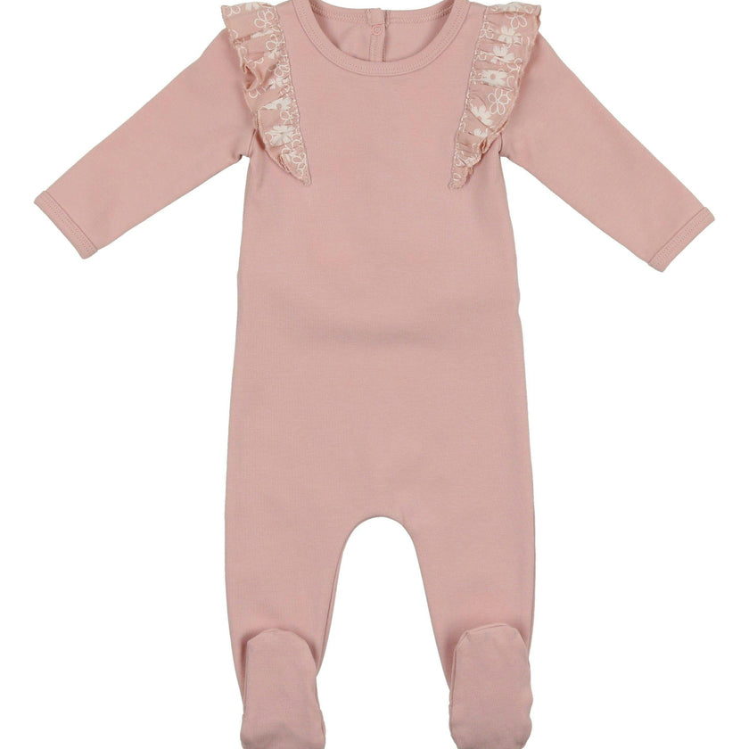 Print Shoulder Ruffle Footie