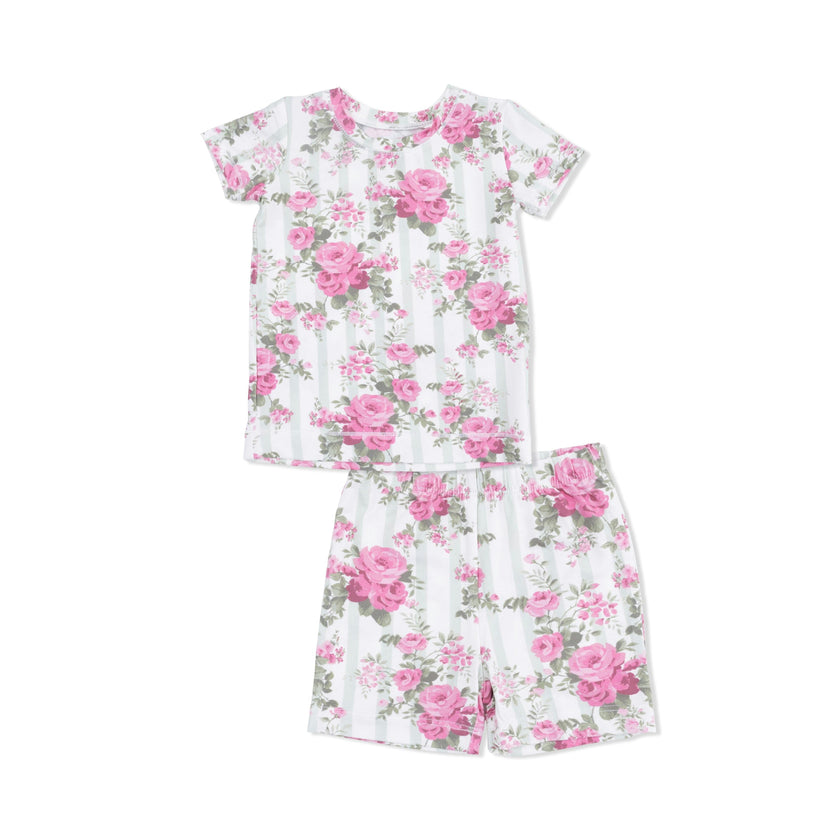 Cabbage Rose Stripe - Loungewear Short Set