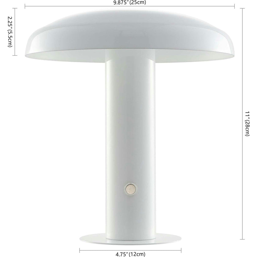 Suillius 11" Contemporary Bohemian Rechargeable/Cordless Iron Integrated LED Mushroom Table Lamp
