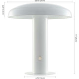 Suillius 11" Contemporary Bohemian Rechargeable/Cordless Iron Integrated LED Mushroom Table Lamp