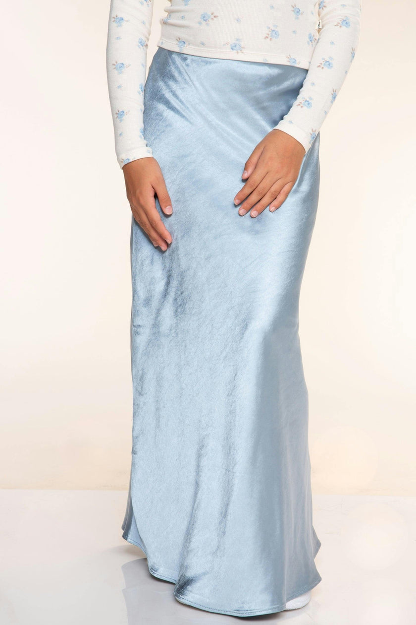 Washed Satin Maxi Skirt