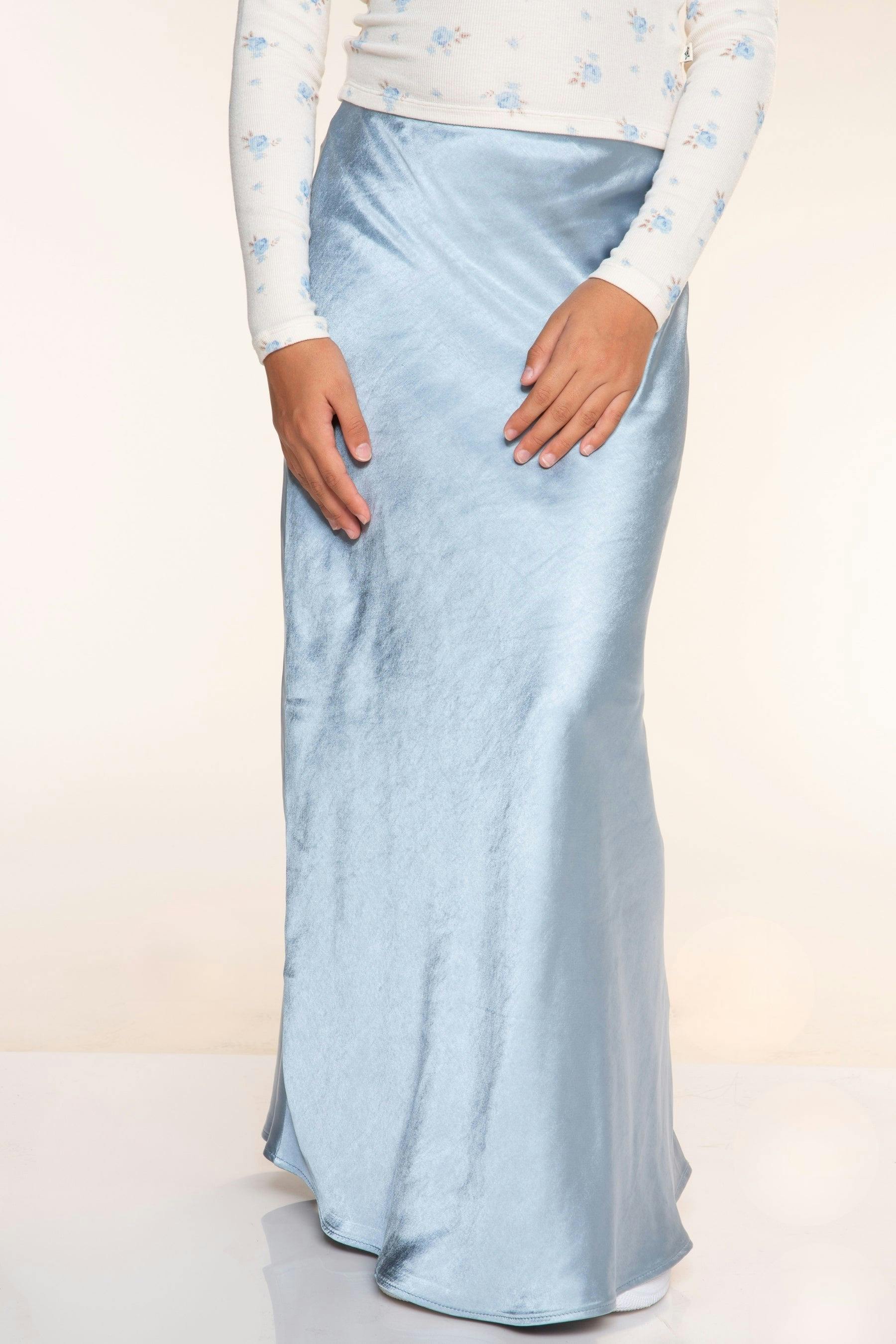 Washed Satin Maxi Skirt