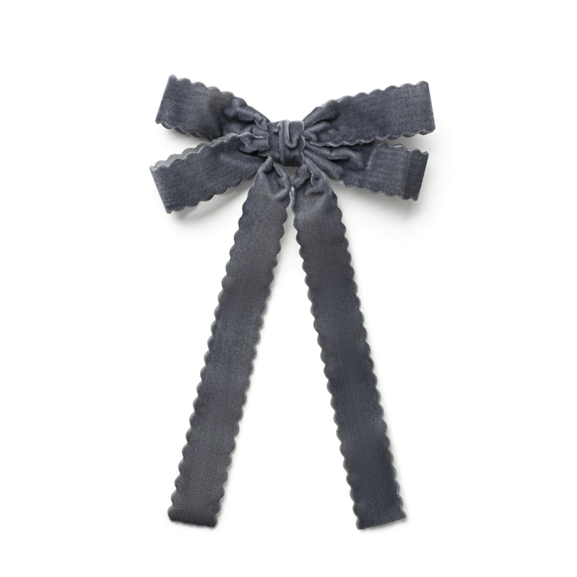 Halo Luxe Opaline Velvet Scalloped Long Tail Clip - Gray