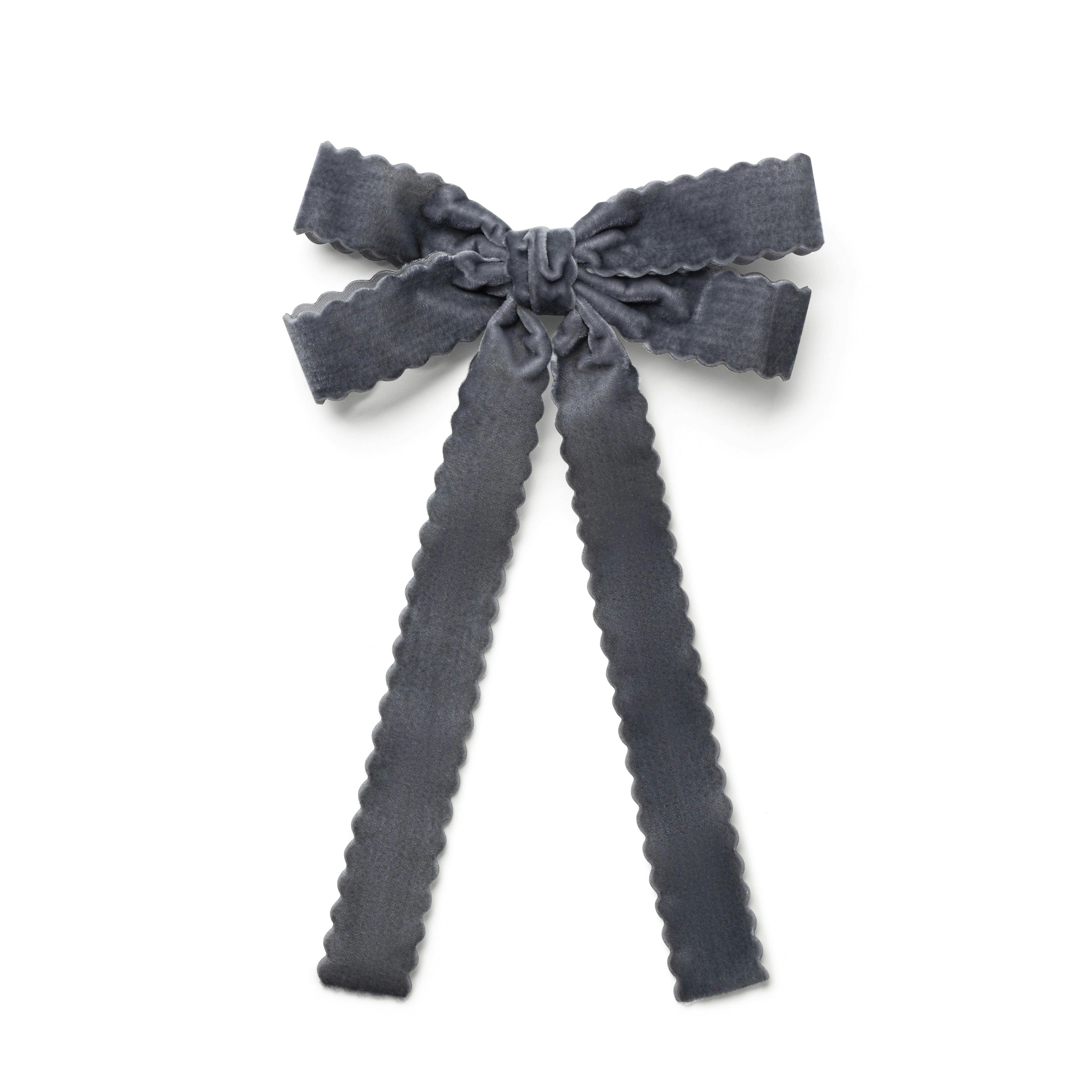 Halo Luxe Opaline Velvet Scalloped Long Tail Clip - Gray