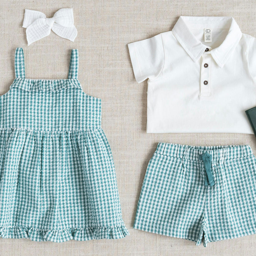 Juliette Seersucker Tank Dress - Laguna Gingham