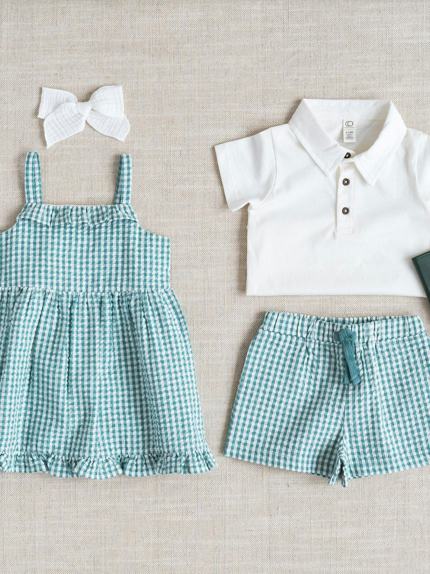 Juliette Seersucker Tank Dress - Laguna Gingham