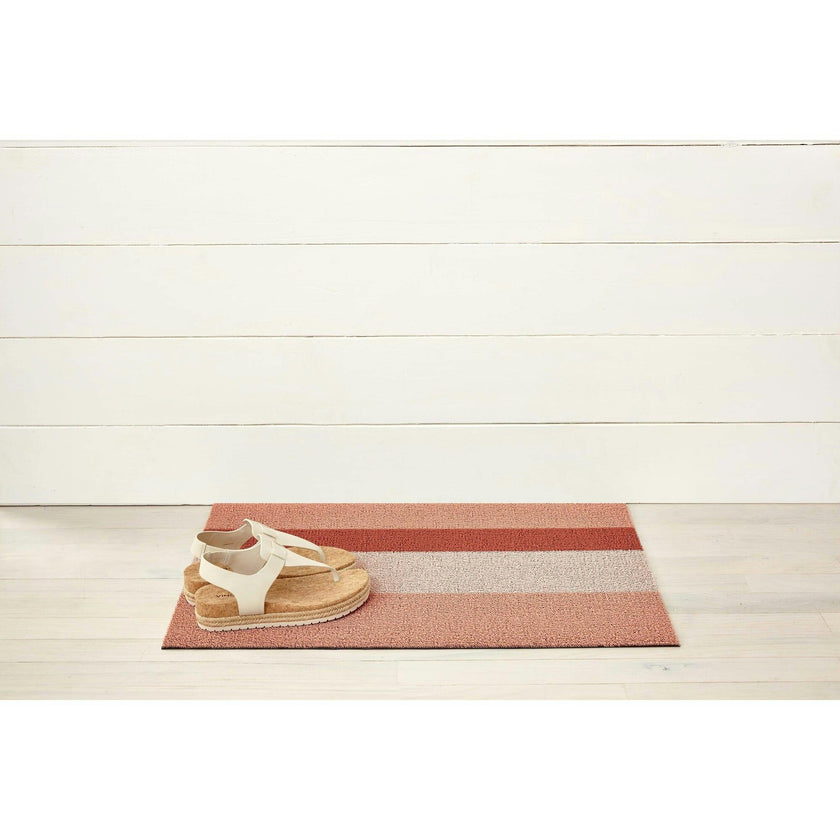 Bold Stripe Shag Floor Mat, Pink