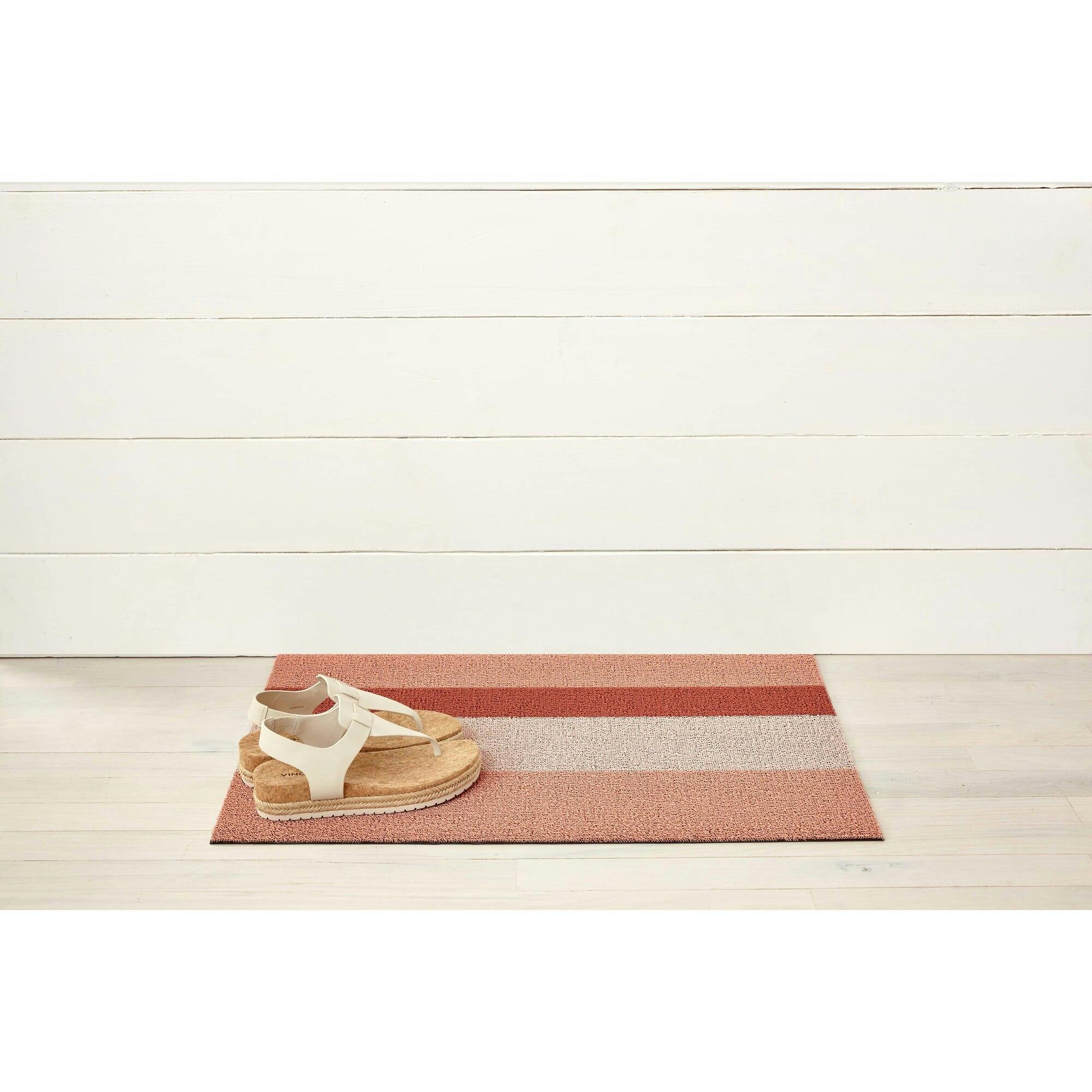 Bold Stripe Shag Floor Mat, Pink