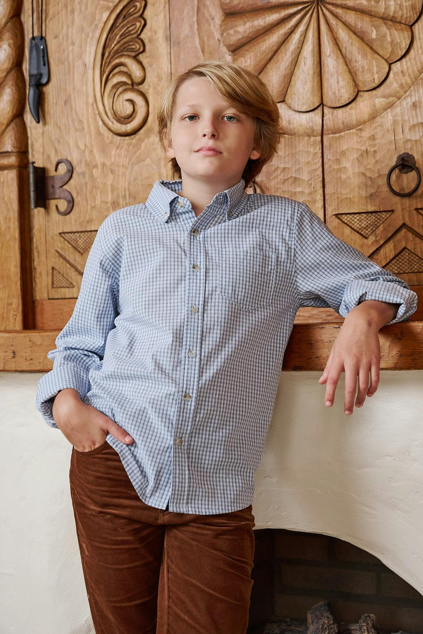 Pierfront Buttondown - Springwater Blue Check