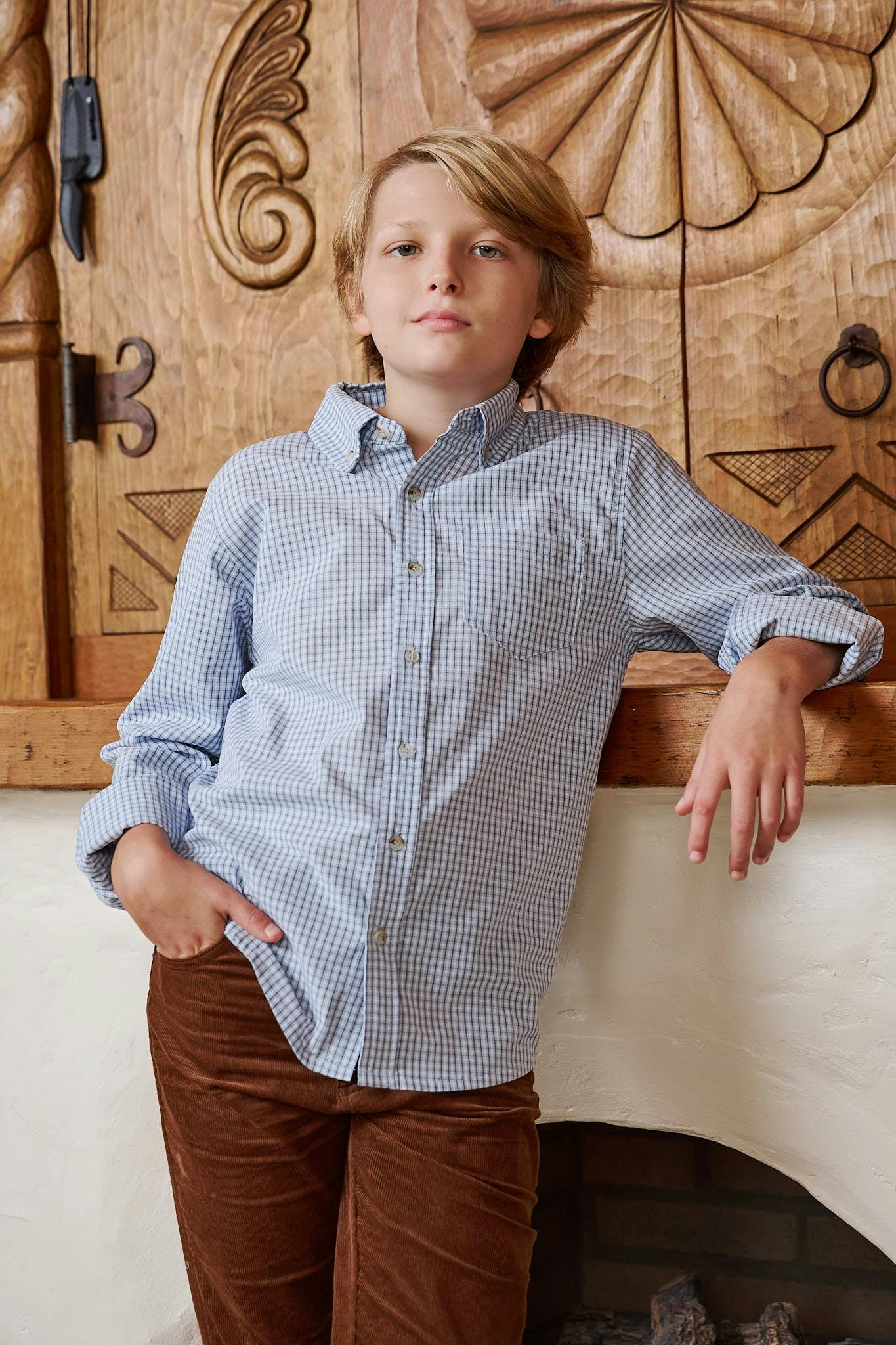 Pierfront Buttondown - Springwater Blue Check