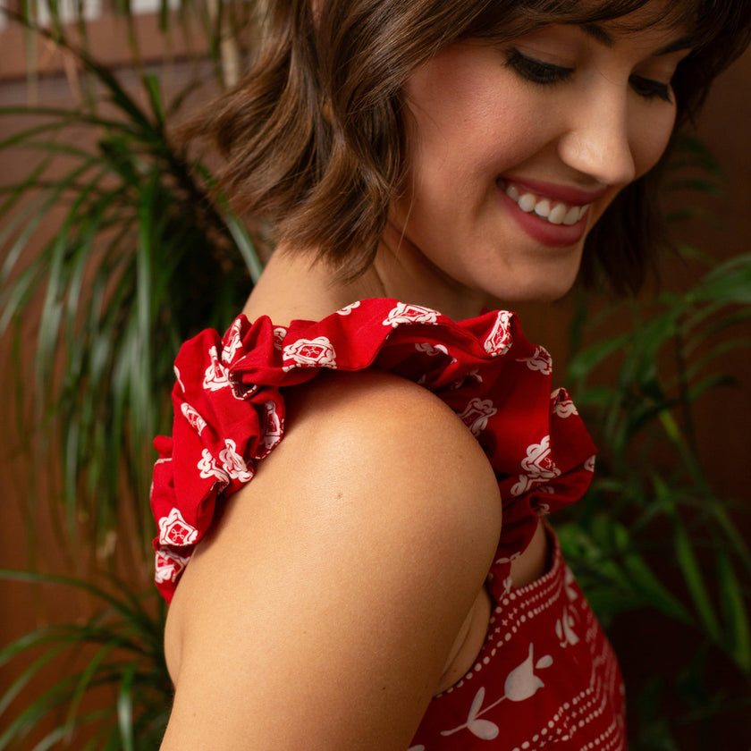 Sylvia Scarlet Bandana Midi Dress