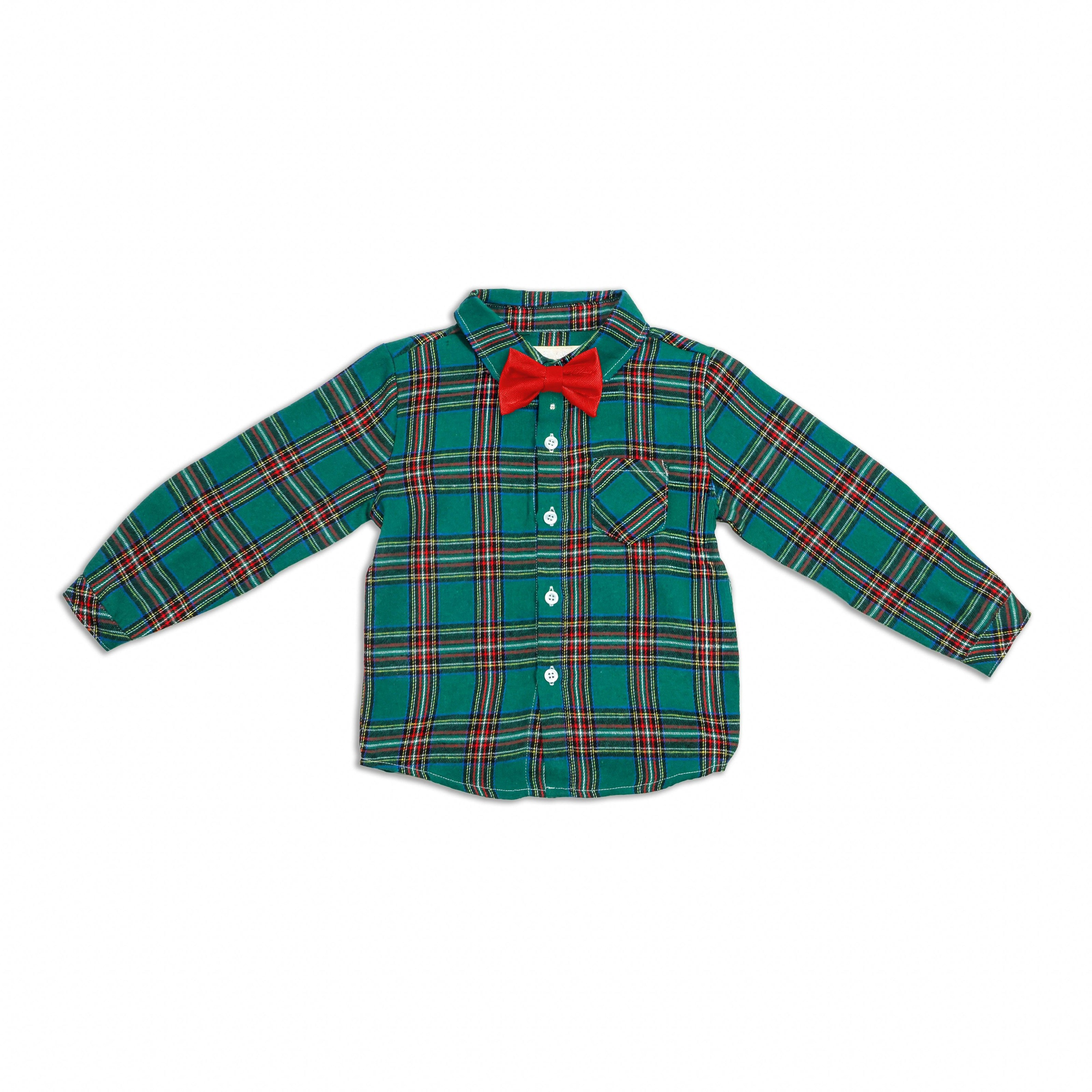 Jr Star Festive Plaid Child Button-Up and Bow Tie Set