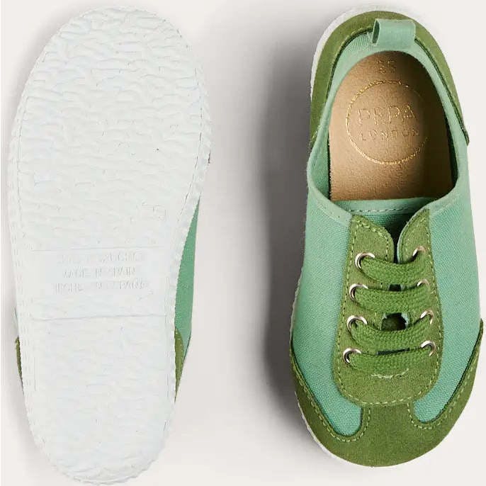 Canvas Lace Up Plimsols in Green (23-35EU)